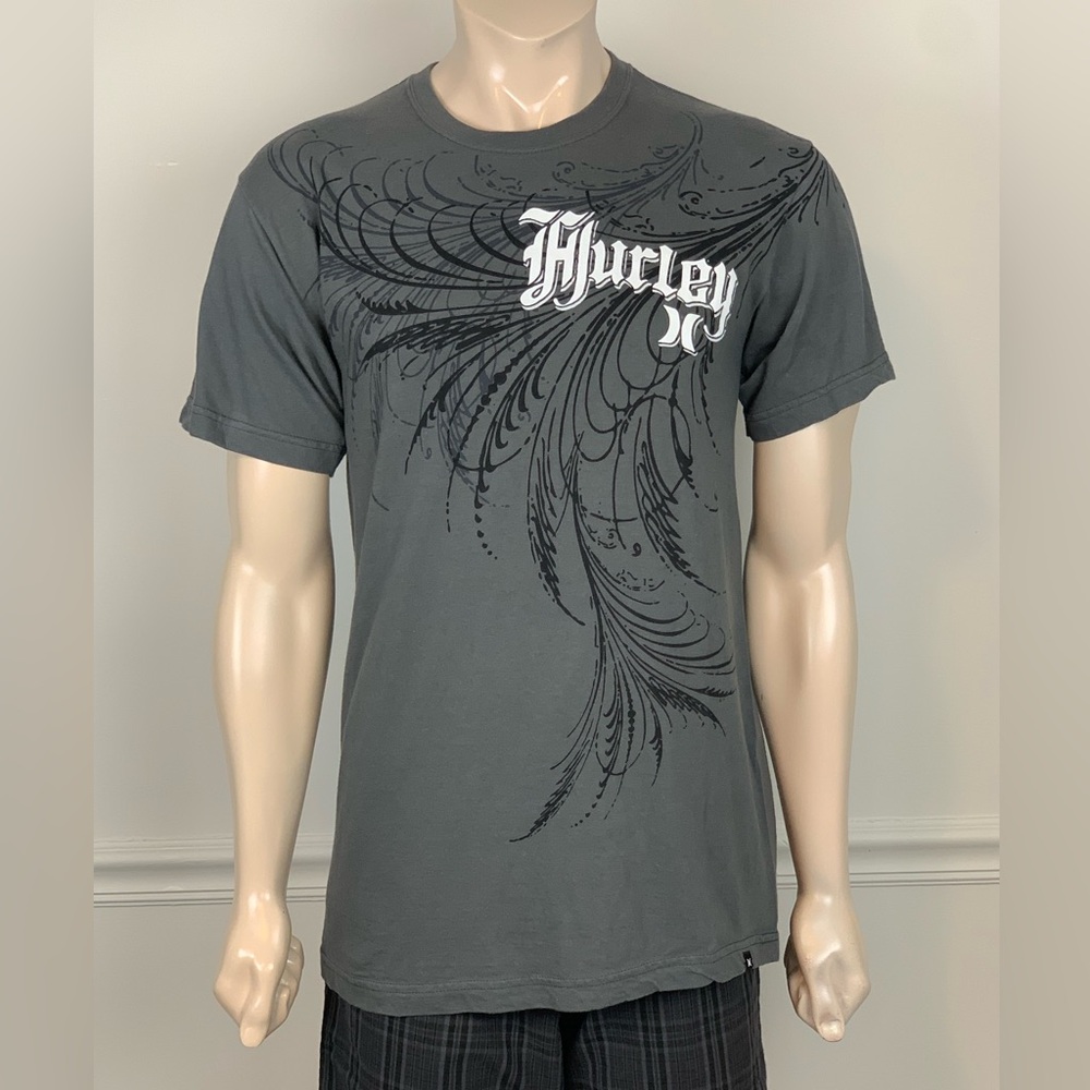 Hurley Gray Short Sleeve Tee with Graphic Design